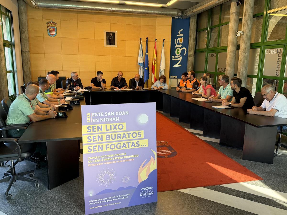 La junta local de seguridad celebrada este martes en el salón de plenos de Nigrán.