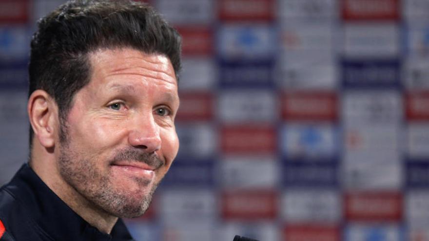 Simeone durante la rueda de prensa que ha ofrecido.