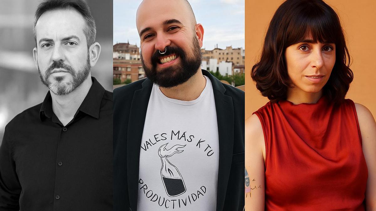 Los tres autores que participan en el encuentro.