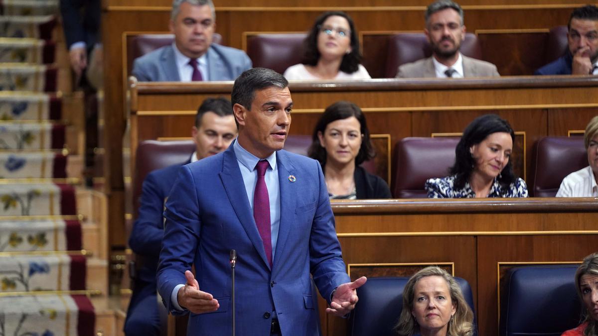 El presidente del Gobierno, Pedro Sánchez, durante el debate sobre el estado de la nación