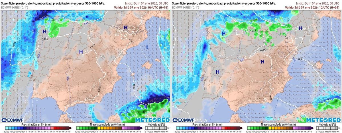 Previsión de precipitaciones para el próximo 7 de enero