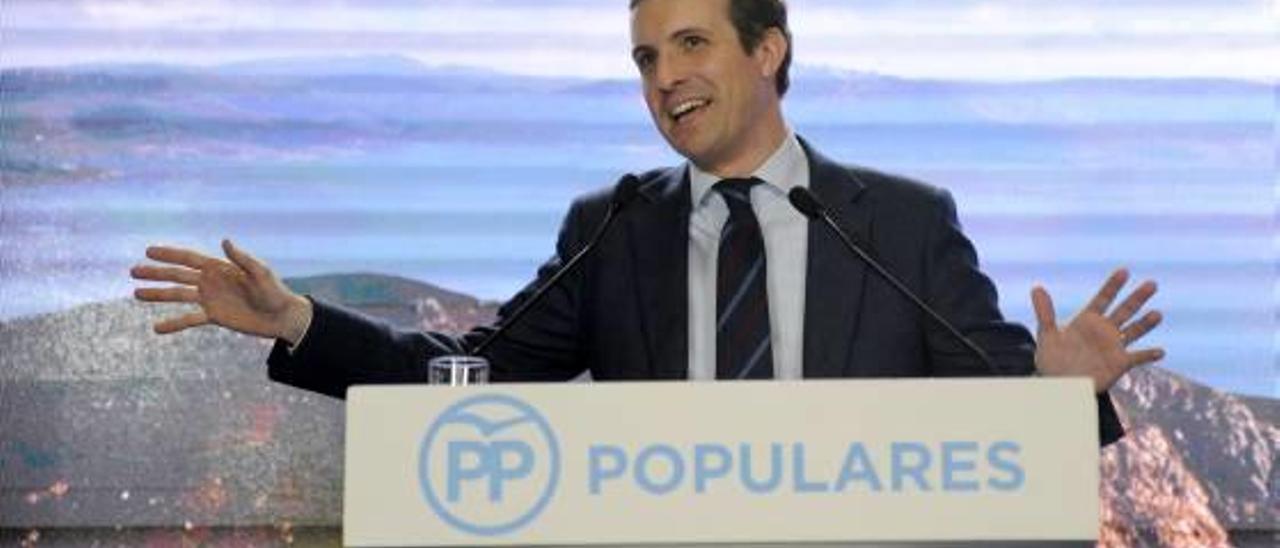 El presidente nacional del PP, Pablo Casado, durante un acto reciente organizado por su partido.