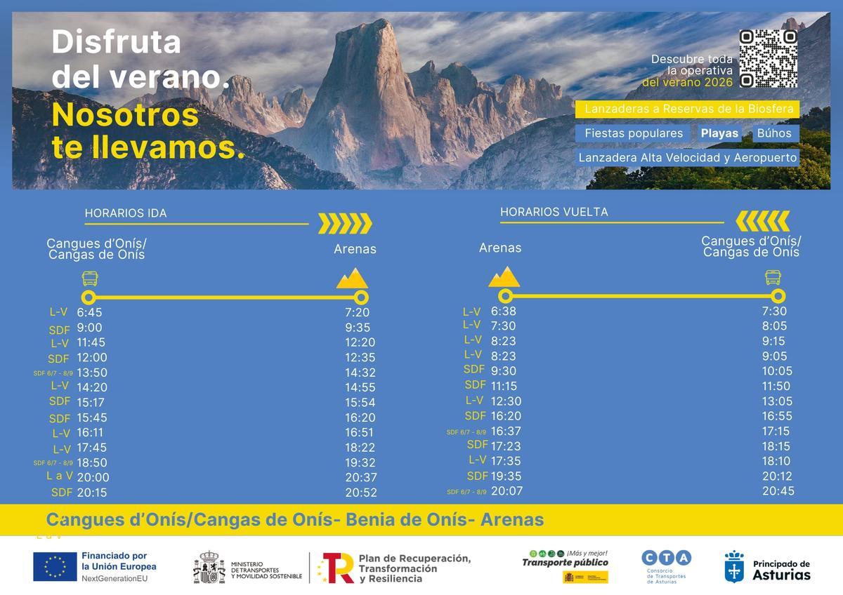Horarios Cangas de Onís-Arenas de Cabrales.