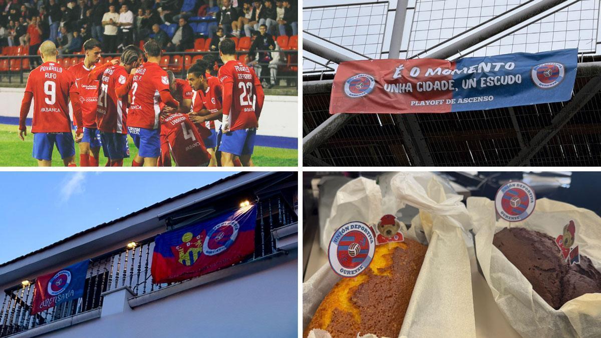 La afición de la UD Ourense se une para el partido de vuelta del 'play-off' de ascenso a Primera Federación ante el Reus.