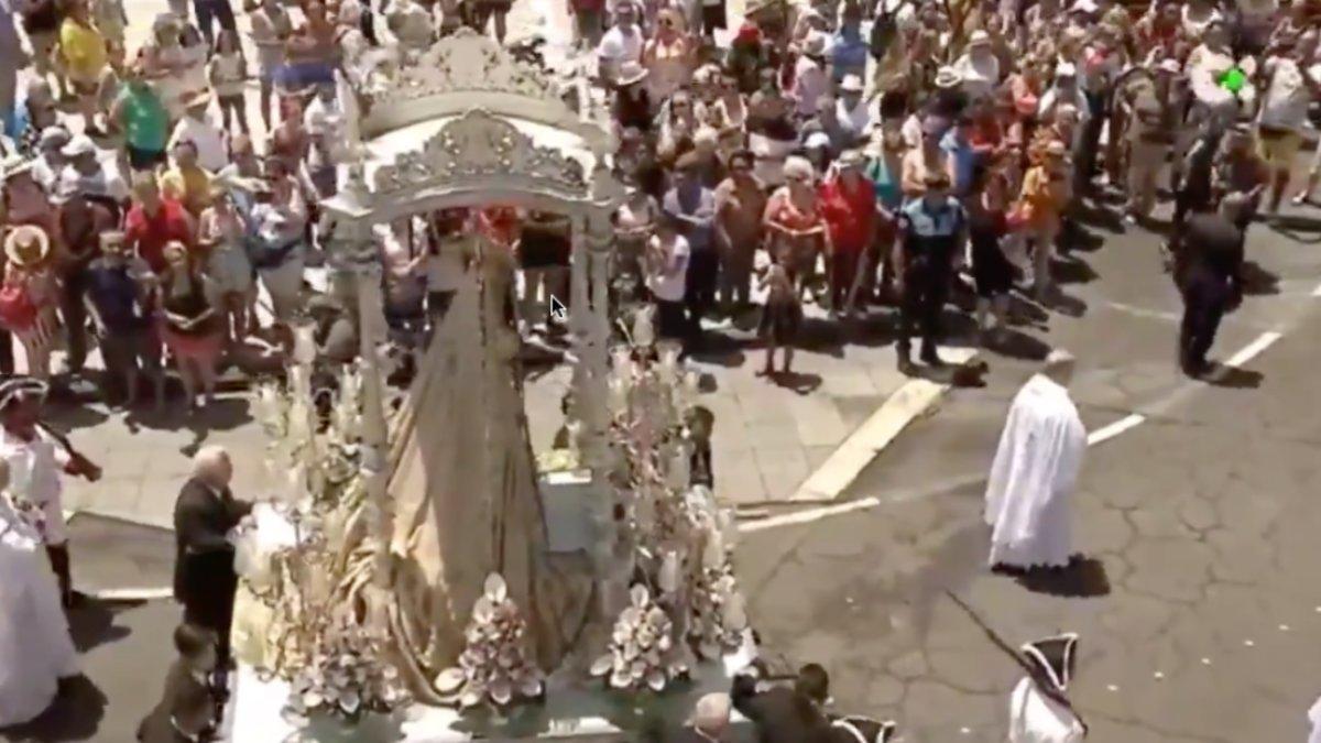 Imagen de la retransmisión de la procesión de la Virgen de la Candelaria en Televisión Canaria