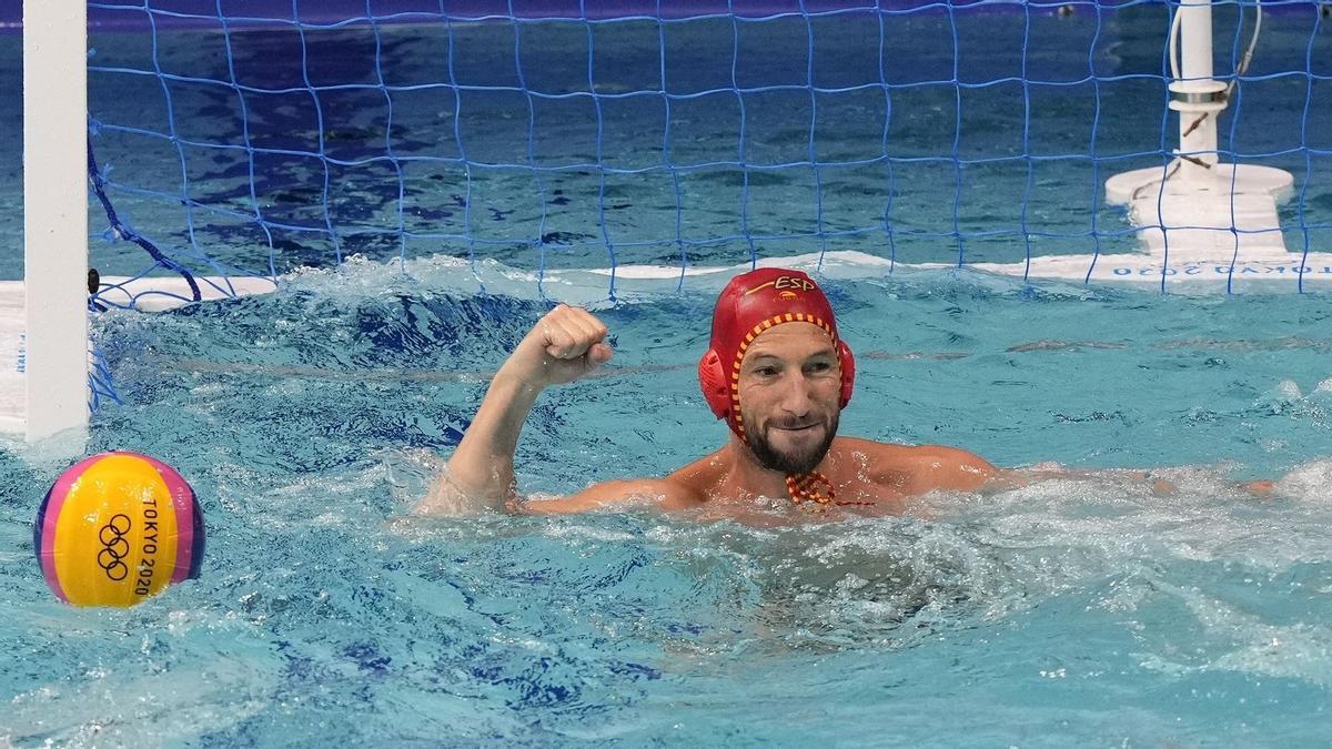 El portero de la selección española de waterpolo Daniel López-Pinedo en los Juegos de Tokyo 2020. El portero de la selección española de waterpolo Daniel López-Pinedo en los Juegos de Tokyo 2020.