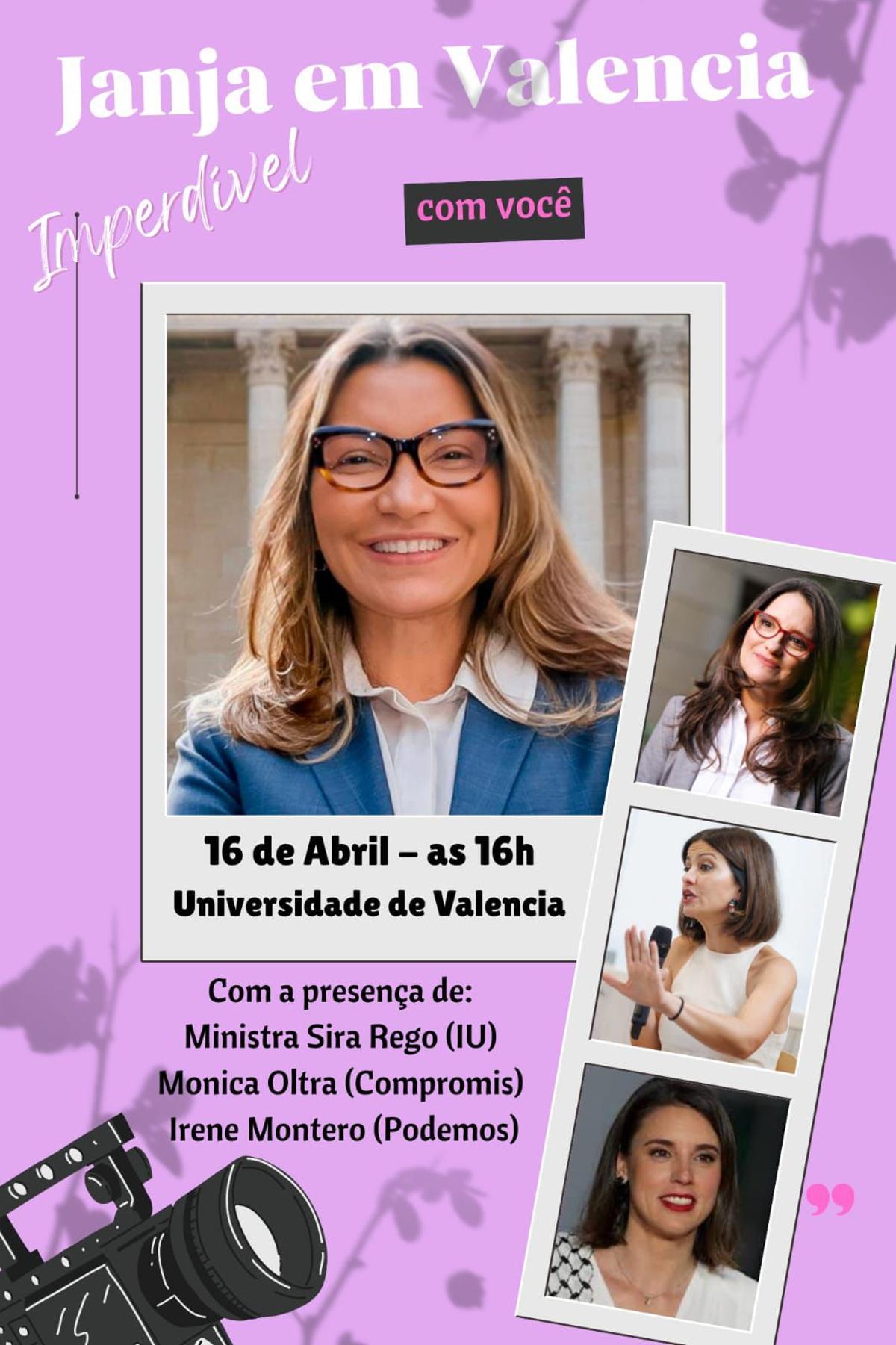 Cartel del acto de Janja Silva en València.
