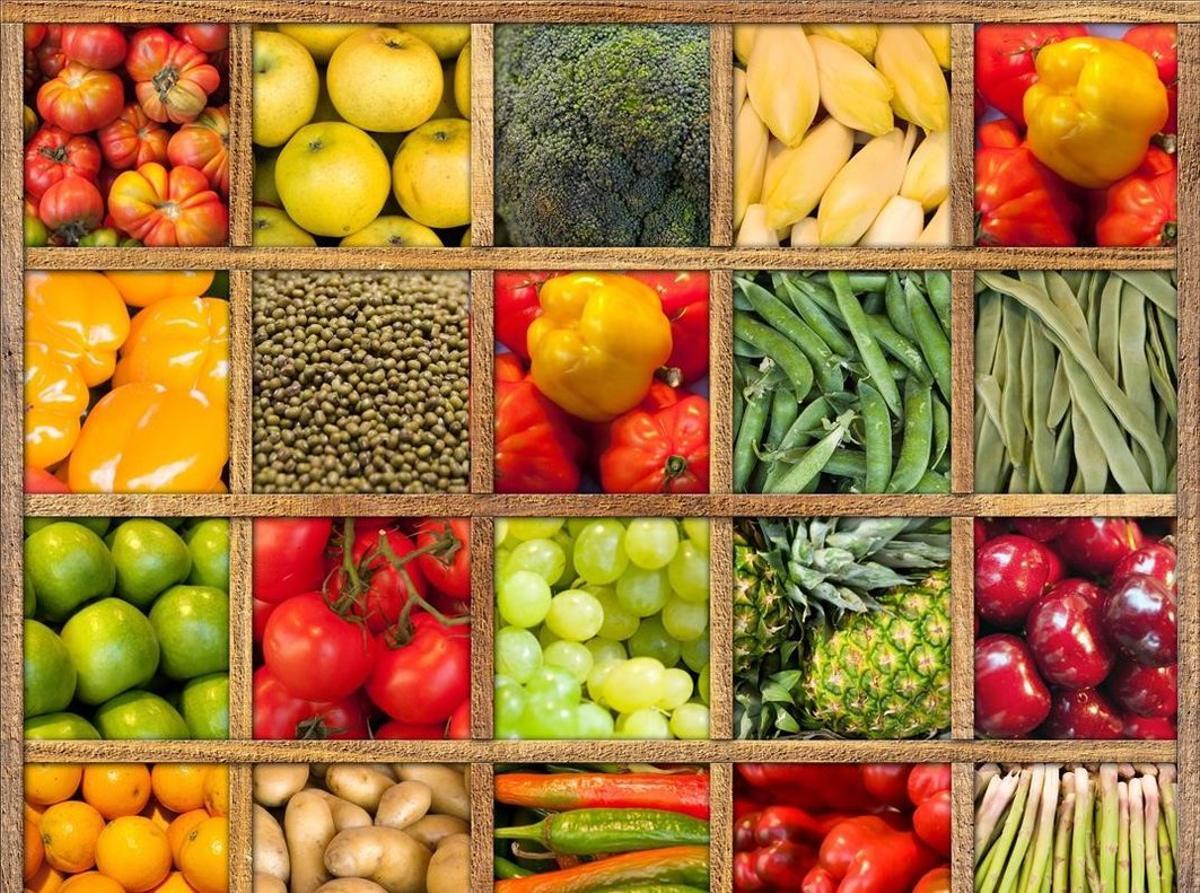 Frutas y verduras variadas. Frutas y verduras variadas.