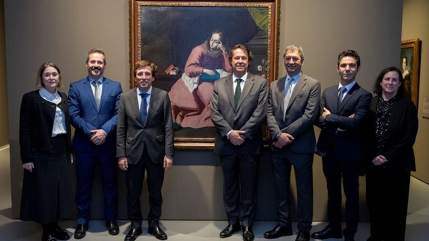 Marta Rivera de la Cruz, concejala de Cultura de Madrid; Mariano de Paco, consejero de Cultura de Madrid; José Luis Martínez-Almeida, alcalde de Madrid; Fernando Masaveu, presidente de la Fundación María Cristina Masaveu; Vicente José Barrera, consejero de Cultura de Valencia; Pablo González Tornel, director del Museo de Bellas Artes de Valencia, y Pilar Tébar, directora de Patrimonio Cultural de la Generalitat de Valencia.