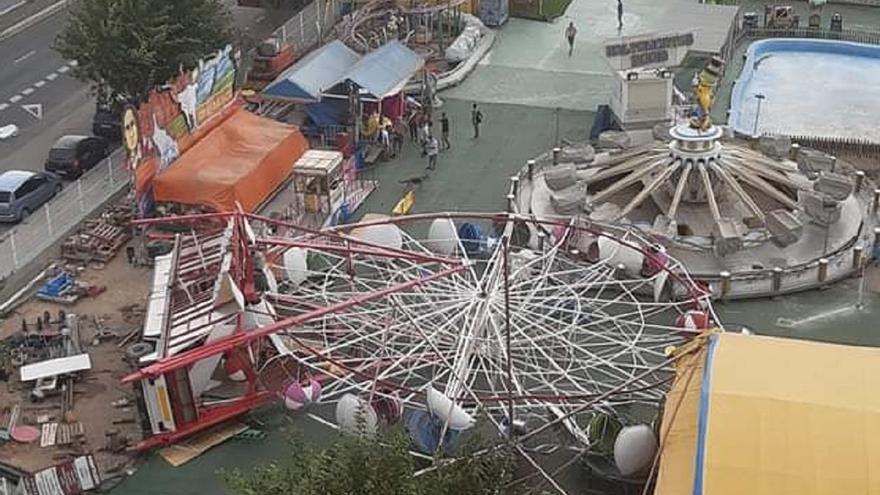 Así ha derribado el viento la noria de Gandia