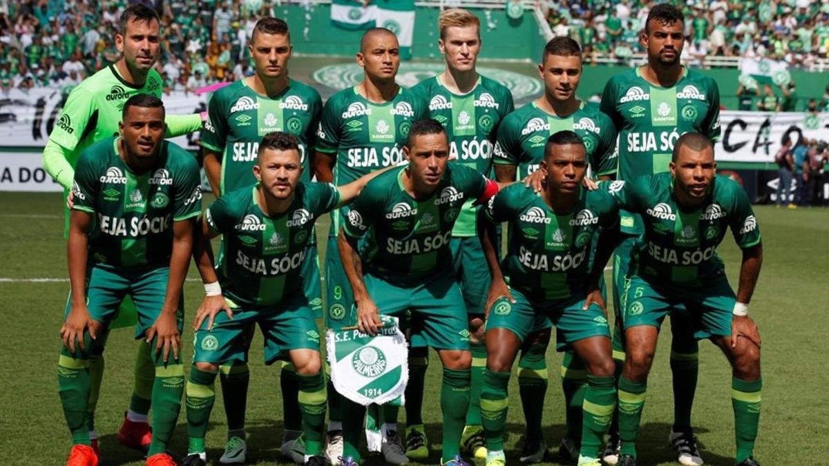 El Chapecoense, antes de un partido contra el Palmeiras.