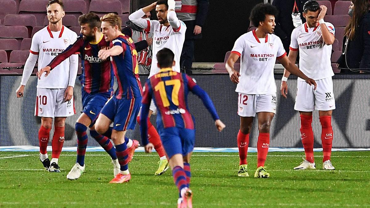 Una acció d’un partit entre Barça i Sevilla de la passada temporada