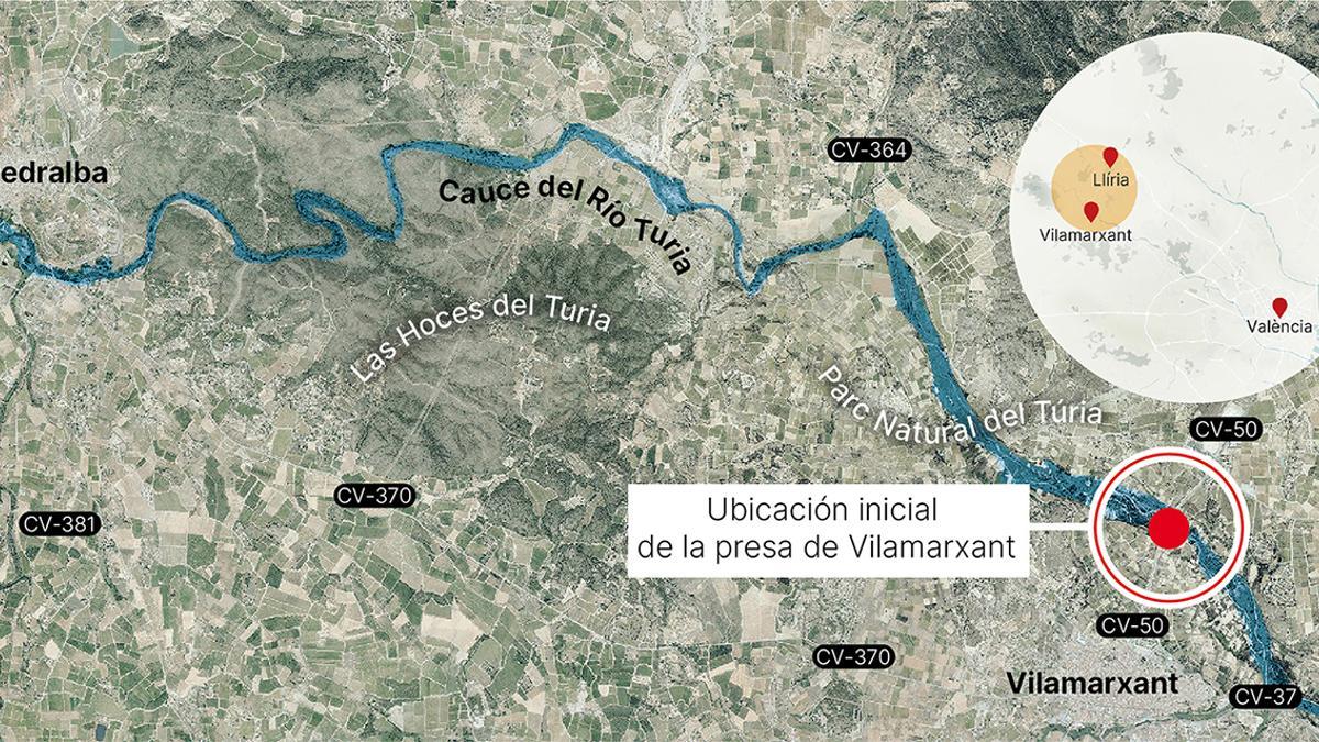 Ubicación inicial de la presa de Vilamarxant