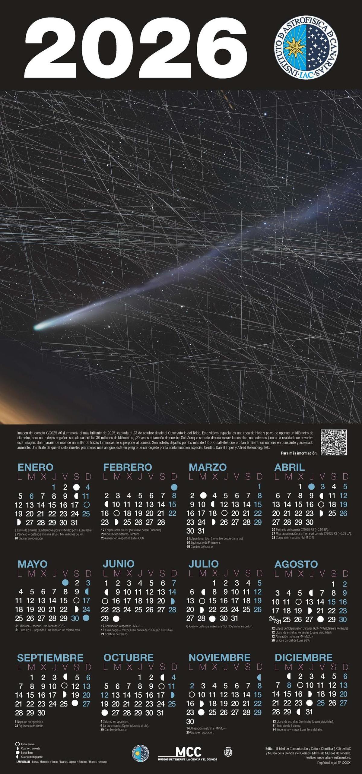 Calendario del IAC para este 2026.