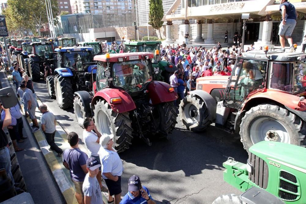 Protesta de agricultores en la Asamblea Regional