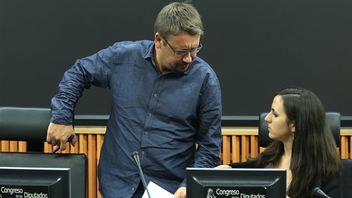 Ione Belarra y Xavi Domènech, en la presentación del informe