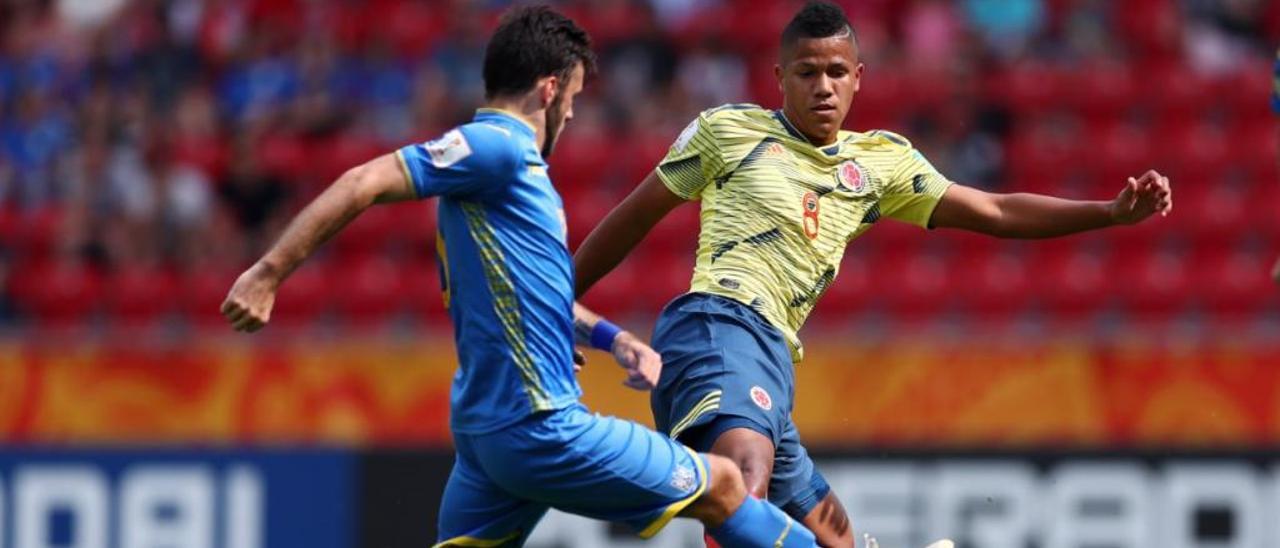 El herculano Jaime Alvarado, ayer, en los cuartos de final del Mundial sub&#039;20 ante Ucrania.