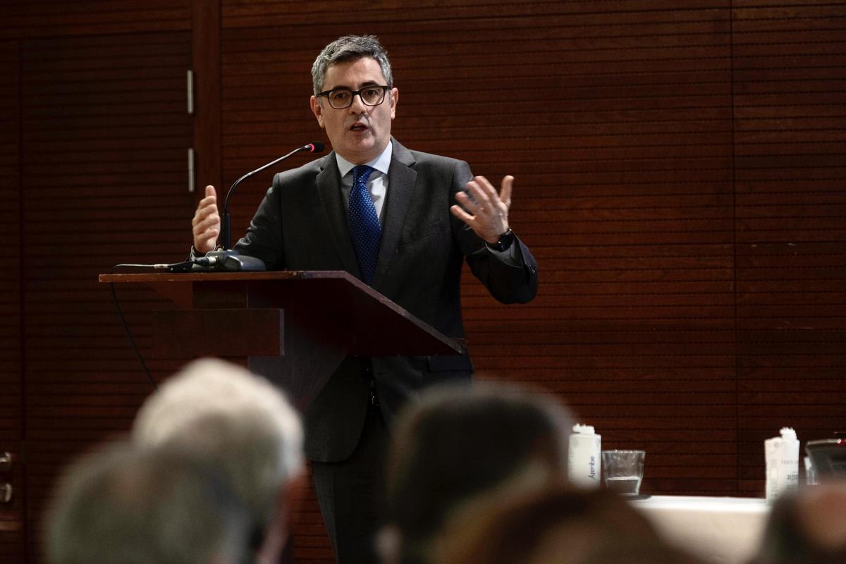 El ministro Bolaños, en un momento de su intervención en la clausura del XXVII congreso de la Asociación Profesional de la Magistratura.