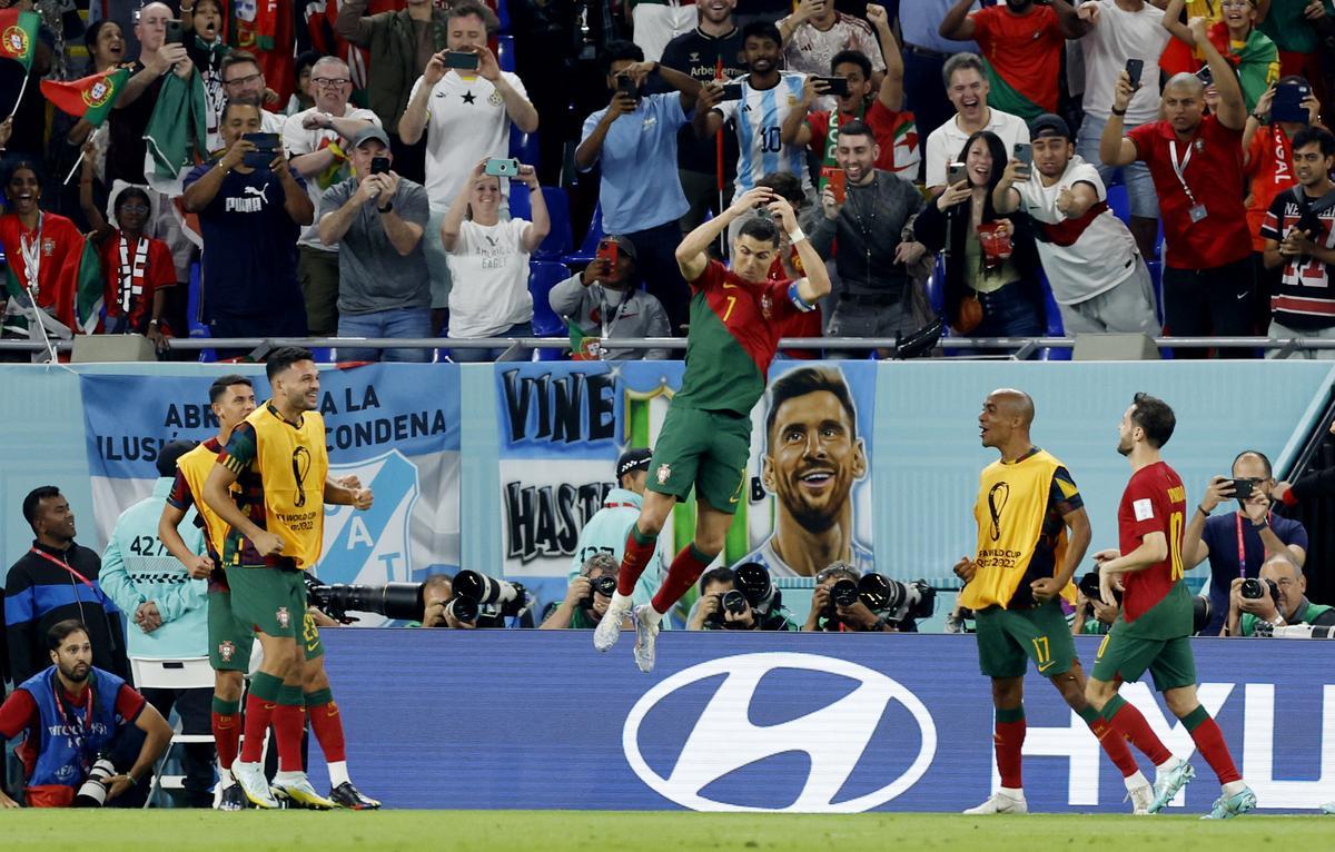 Cristiano celebra su gol ante Ghana.