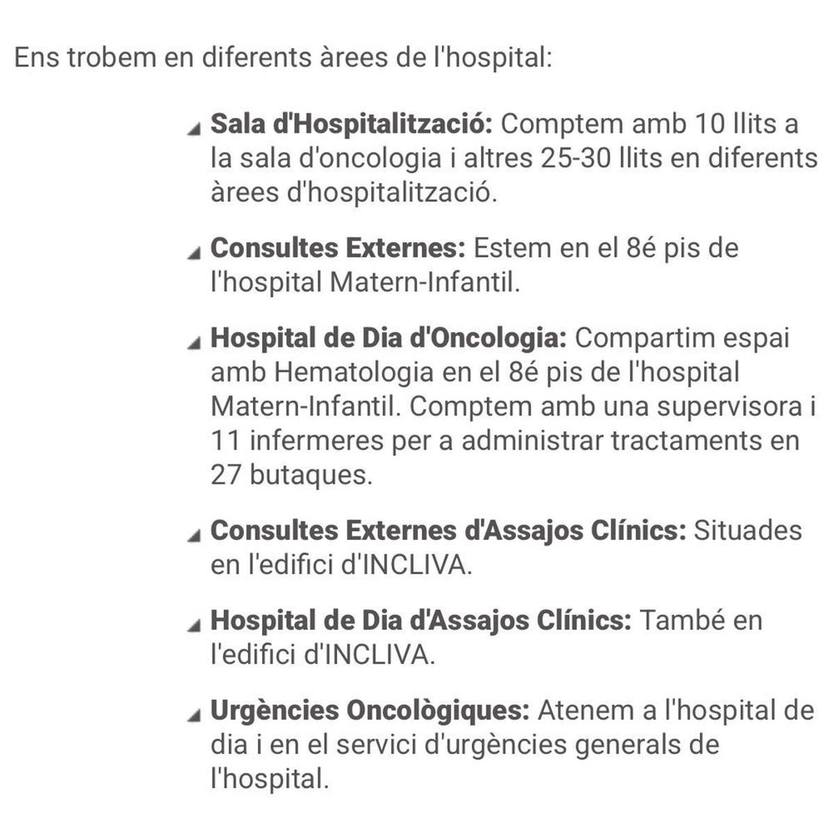 Información en la web del Clínico sobre las urgencias oncológicas.