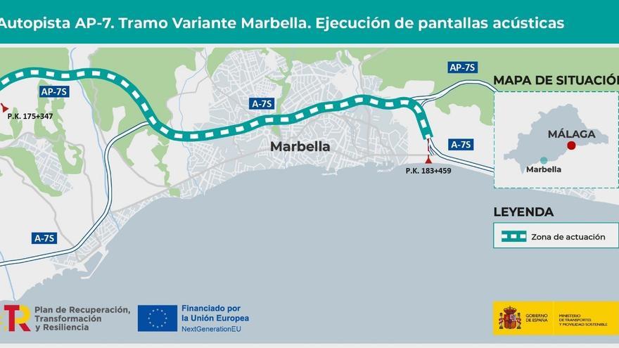 Licitan por 15,8 millones las obras para mitigar el ruido en la AP-7 a su paso por Marbella