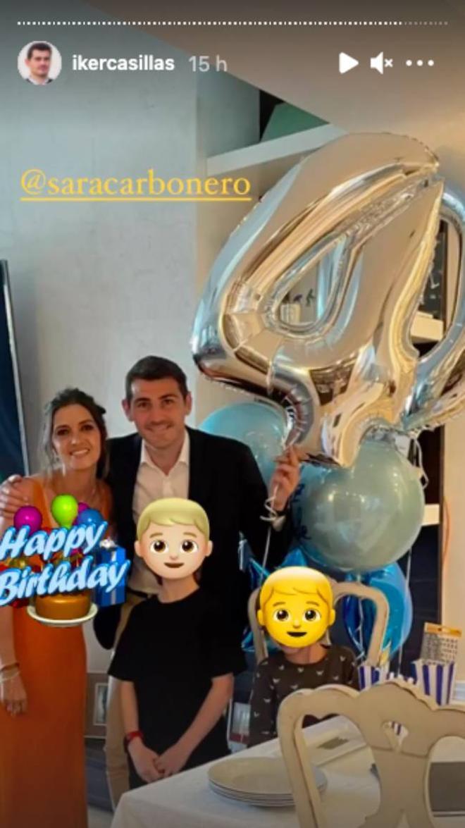 Iker Casillas celebra su cumpleaños con Sara Carbonero y los niños