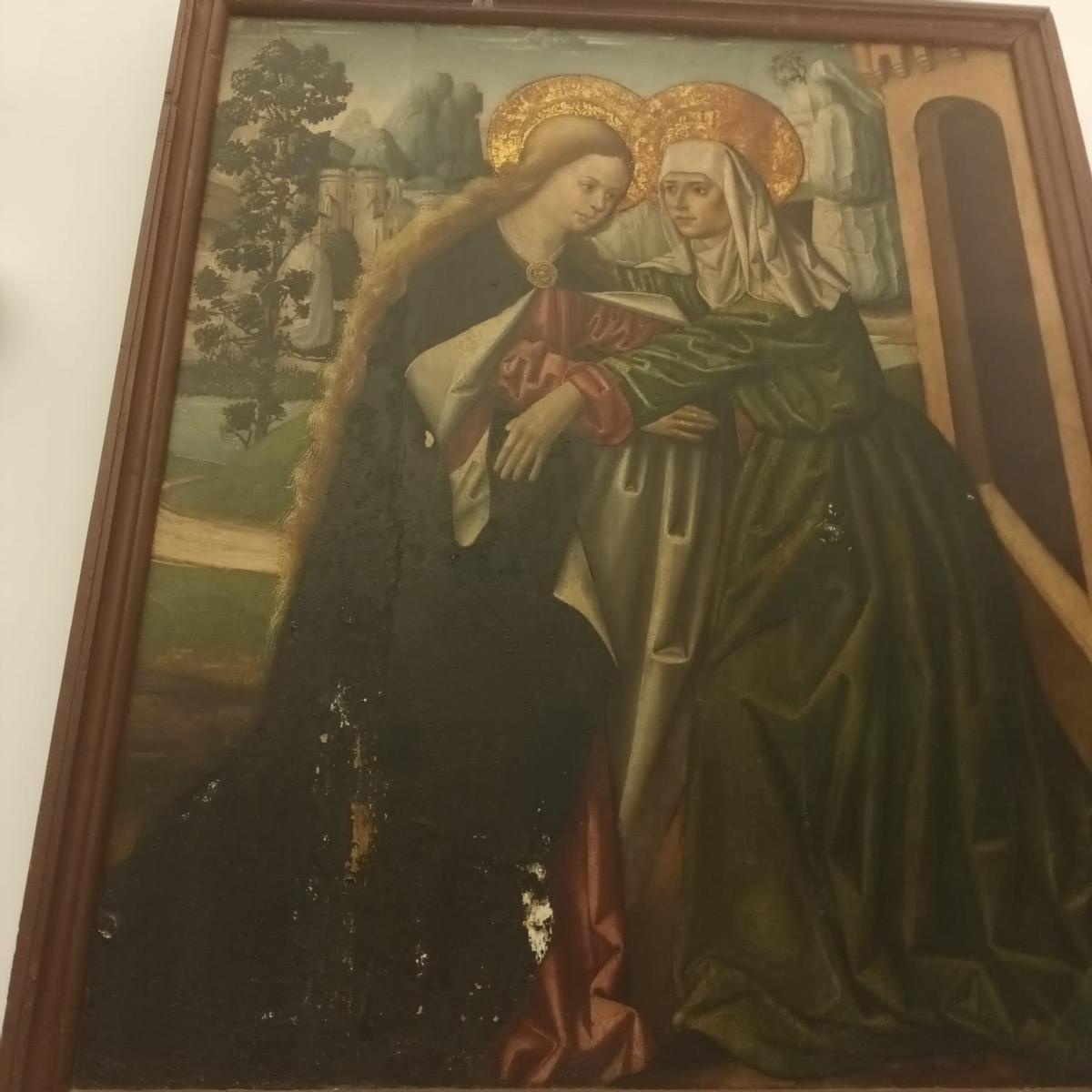 Desperfectos en el cuadro de la Visitación, del siglo XVI.