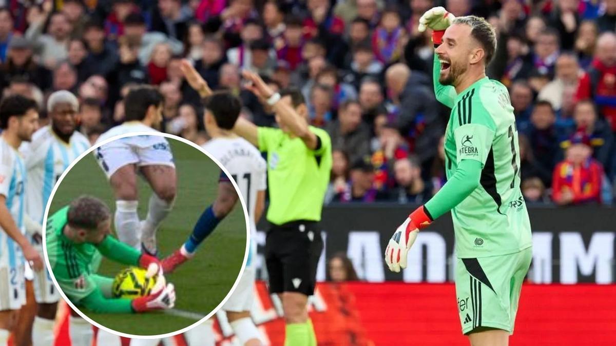 Aarón Escandell explica la conversación con el colegiado después de las manos señaladas en el borde del área por Juan Martínez Munuera