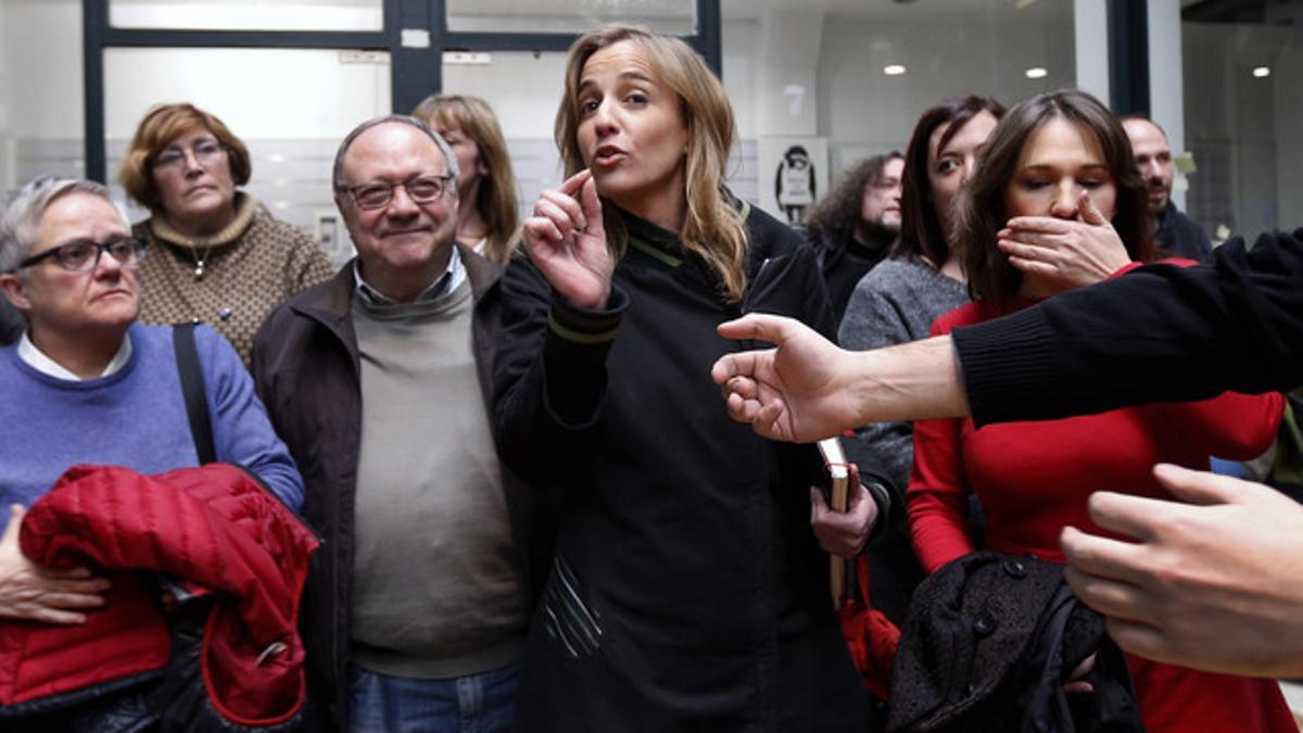 Tania Sánchez llega a la rueda de prensa para explicar su salida de IU en Madrid, este jueves.