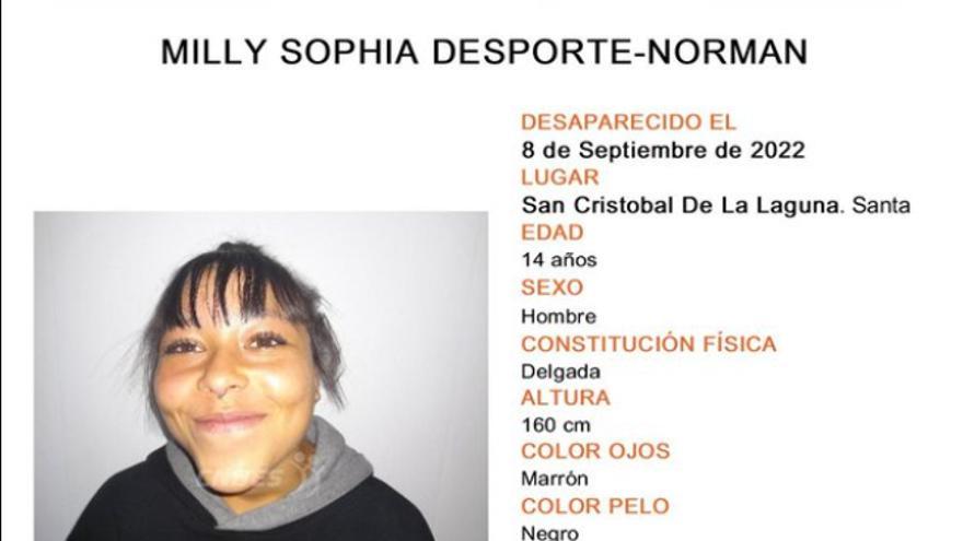 Milly Sophia Desporte-Norman, desaparecida en Tenerife hace dos semanas.