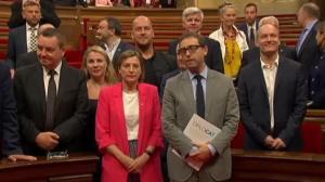Els observadors internacionals que verificaran el referèndum de l’1-O són rebuts per la presidenta Carme Forcadell, al Parlament.