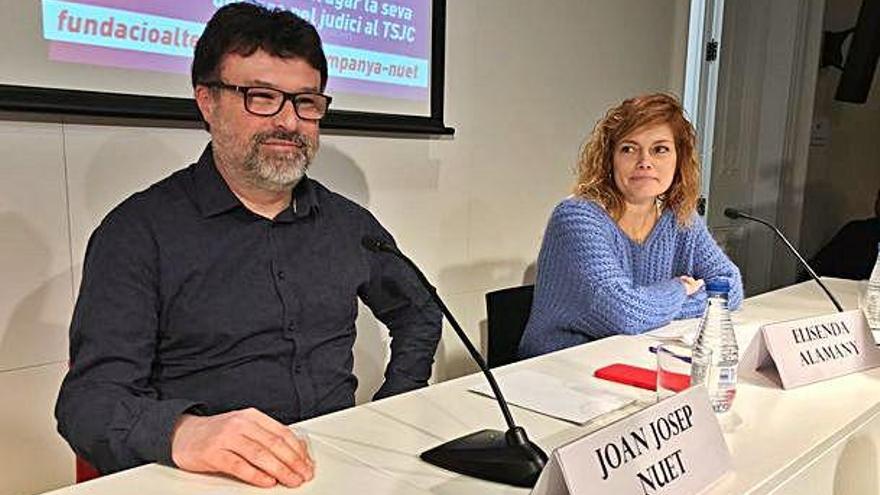 Joan Josep Nuet i Elisenda Alamany, en una roda de premsa al Parlament