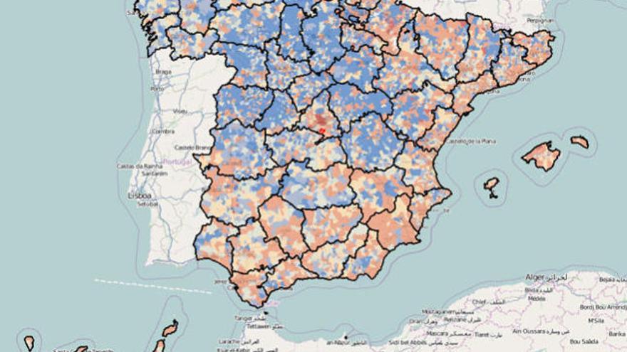 Mapa del endeudamiento municipal en España