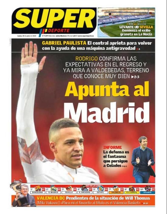 Portada SUPERDEPORTE  lunes 15 junio 2020