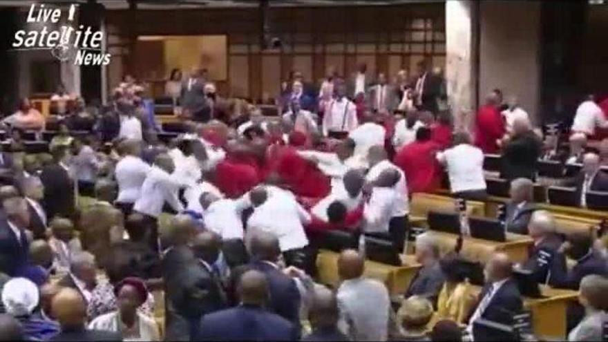 Batalla campal en el Parlamento sudafricano