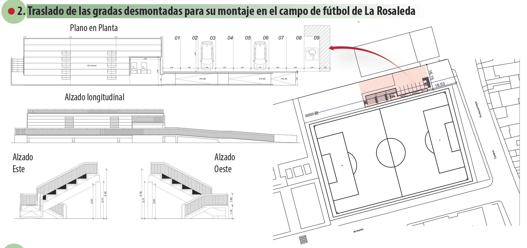 Infografía sobre la restauración de la legalidad de las gradas de las pistas de atletismo.