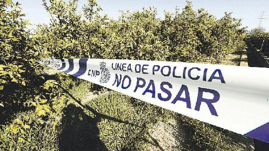 Una cinta policial prohíbe el paso a una zona de huertos del camí Caminàs