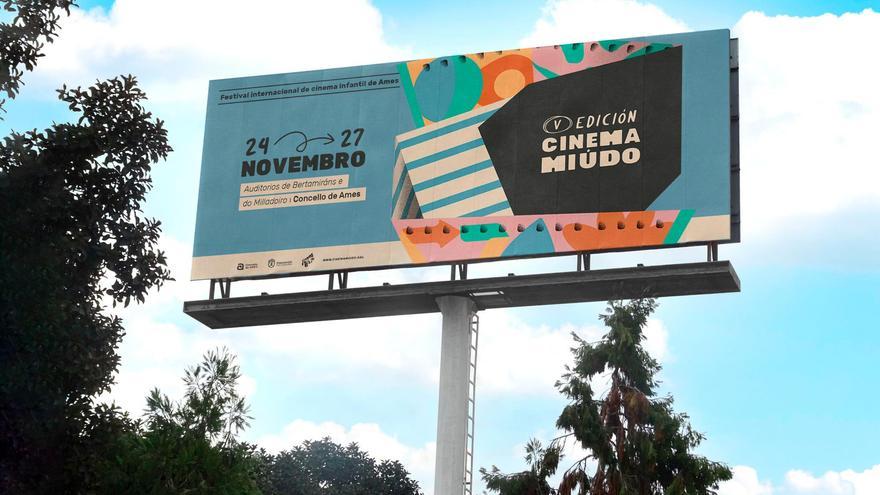 Cartel de la edición 2022 para noviembre de Cinema Miúdo con nuevo, y colorido, diseño a cargo de Srta Doti. Foto: CM