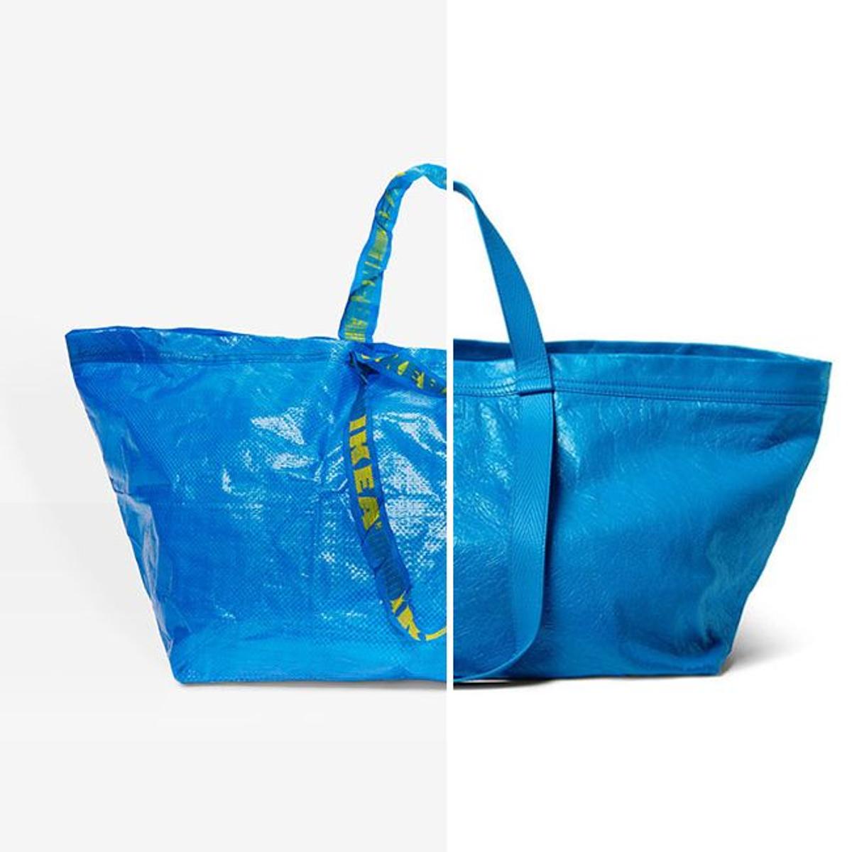 Montaje con la mítica bolsa de Ikea y su inspiración en Balenciaga