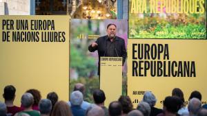 El presidente de Esquerra Republicana, Oriol Junqueras, en un acto en Girona