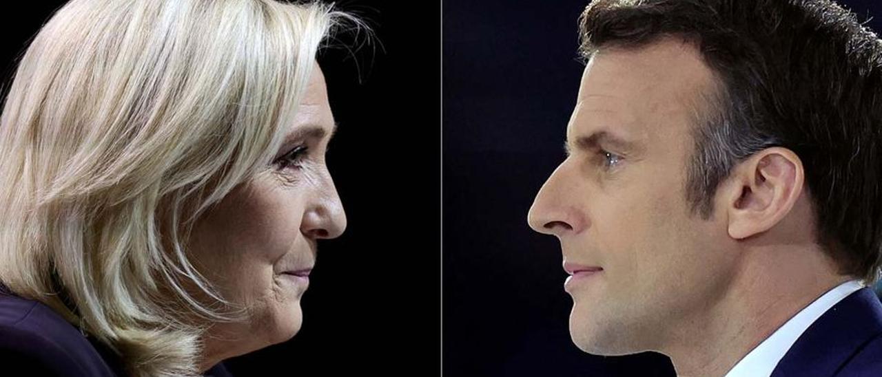 Marine Le Pen y Emmanuel Macron.