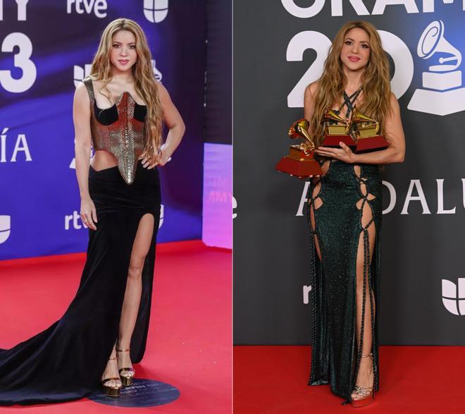Shakira y sus dos looks para los Latin Grammy 2023.