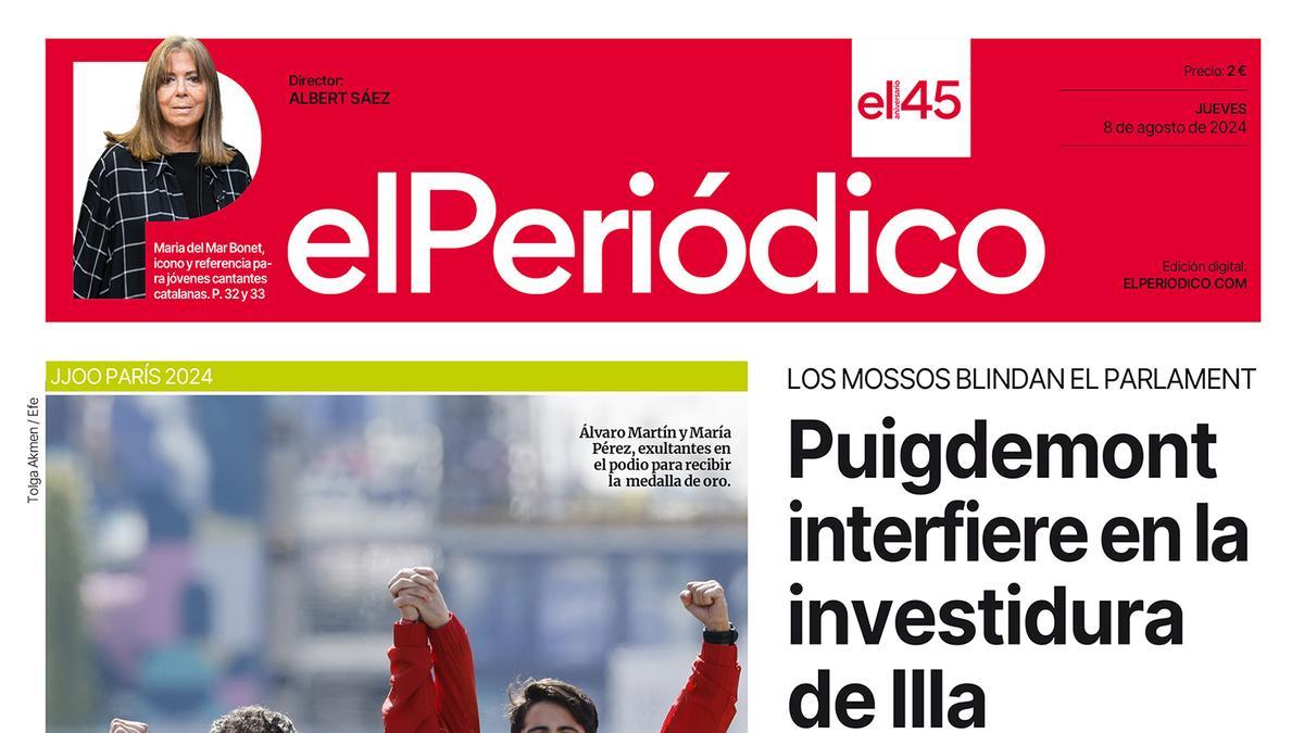 La portada de EL PERIÓDICO del 8 de agosto de 2024