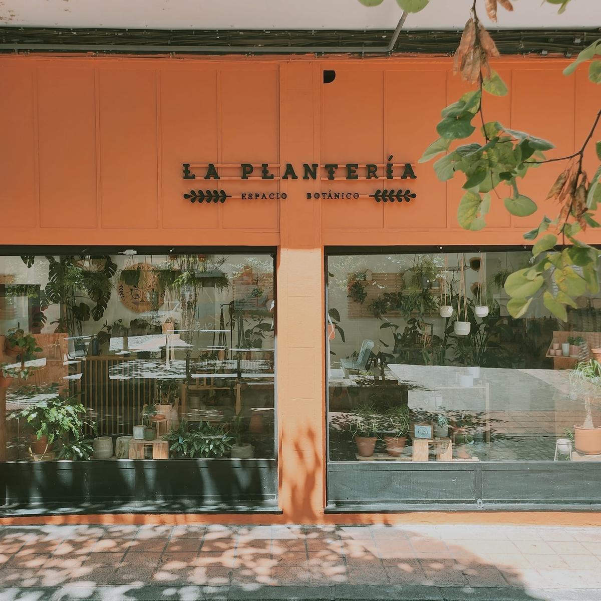 Fachada del local y letrero con su nombre: La Plantería Espacio Botánico