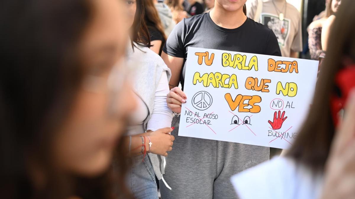 Una pancarta contra el acoso escolar