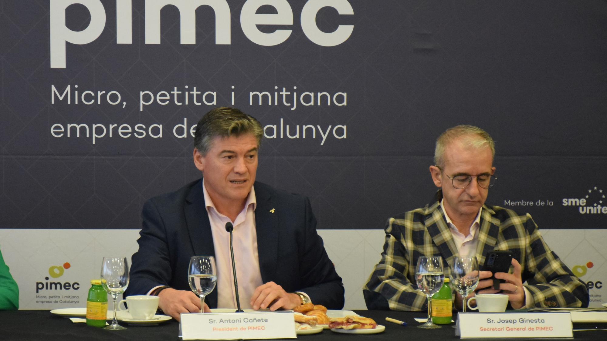 El president de Pimec, Antoni Cañete, aquest dimecres en una trobada amb periodistes