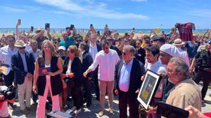 Laporta, durante la inauguración del Paseo de las Estrellas en Castelldefels