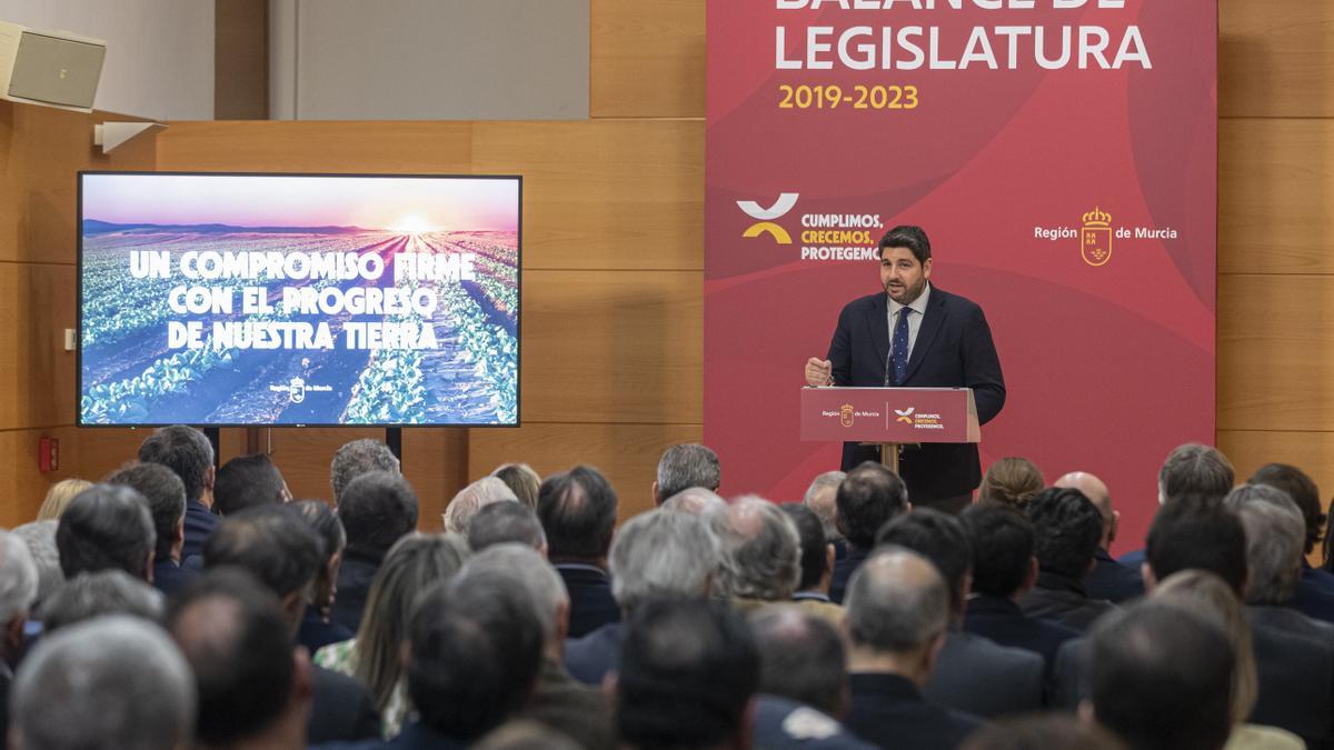 Presentación del balance de la acción del Gobierno de la Región de Murcia durante la legislatura 2019-2023.