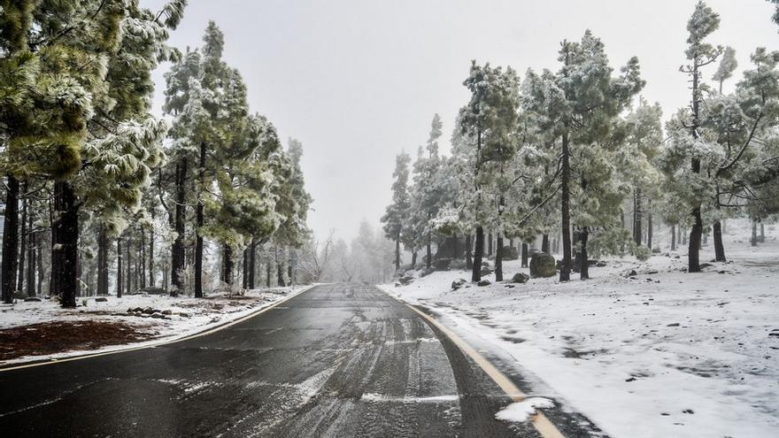 Nieva en la cumbre de Gran Canaria