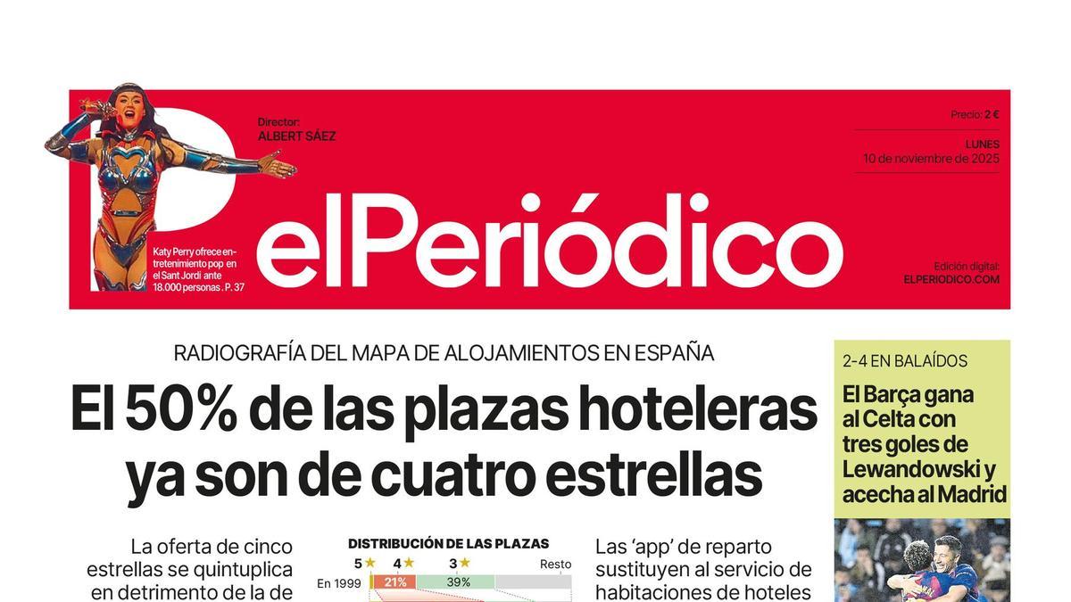 La portada de EL PERIÓDICO del 10 de noviembre de 2025